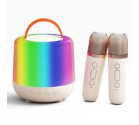 Brovamo Karaoke con Microfono Bambini, Karaoke per Bambini, Karaoke Bambini con 2 Microfoni, Canta Tu Karaoke Bambina Bambino, Microfono Karaoke Bambini con Luci LED ed Effetti di Cambio Voce (Crema)