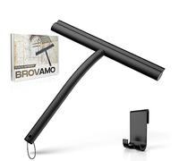 Brovamo Tergivetro per Doccia pulitore per porte in vetro senza striature, Tergivetro Doccia con supporto senza trapano,Tergivetro Professionale con anima in acciaio inox per finestre del bagno [Nero]