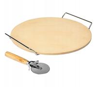 Browin 312009 Pietra rotonda per pizza, diametro 33 cm, pietra in ceramica per cuocere pizza, pane in forno + manico, tagliapizza