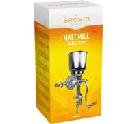 Browin 408500 - Macinino manuale per grano con imbuto alto per macinare malto in birra, farina a pane, mais e piselli argento