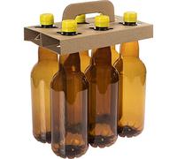Browin 631160 631160-Set di 6 Bottiglie in Pet da 1 l, per Birra, Sidro e Bevande gassate con Un Grado alcolico Fino al 40%, in Scatola di Trasporto, Marrone con Tappi a Vite, Plastica