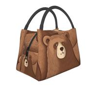 Brown Bear Borsa per il pranzo per donne e uomini adulti isolata Lunch Box riutilizzabile a prova di perdite Borsa per il pranzo di grande capacità Contenitore per alimenti portatile per il pranzo per