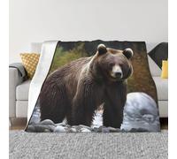 Brown Bear Coperta e copriletto, ultra morbida, in micropile, leggera, per aria condizionata, per tutte le stagioni, calda coperta per letto, divano, 101,6 x 76,2 cm