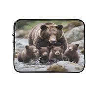 Brown Bear Family - Custodia trapuntata per computer portatile da 15 a 16 pollici, morbida custodia protettiva per computer