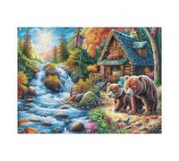 Brown Bear Forest Night Puzzle 500 Pezzi Firenze Per Adulti Cartone Di Alta Qualità Per Collezione Artistica Da Passatempo Regalo Di Laurea Qualità Museale 500 PCS