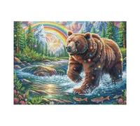 Brown Bear Forest Stream Nature Outdoor Wilderness Puzzle 500 Pezzi Rompicapo Rilassante Per Casa Attività Domestica Piacevole Antistress Naturale Regalo Per Arredare La Casa 500 PCS