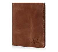 BROWN BEAR Porta badge in pelle con protezione RFID | vera pelle marrone vintage | per uomo e donna | Porta carte senza portamonete | Portafoglio con scomparto per banconote e 13 carte - BB 8015 HBR
