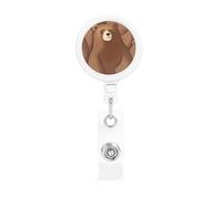 Brown Bear - Porta badge retrattile con clip a coccodrillo, portachiavi, clip per badge, leggero, retrattile, divertente, per infermieri, insegnanti, impiegati