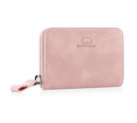 BROWN BEAR Portafoglio sottile con chiusura lampo in pelle con scomparto portamonete e protezione RFID | BB Kai, Rosa vintage, 0, Portafoglio sottile con cerniera