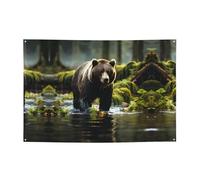 Brown Bear Pounce Banner personalizzato in poliestere segni personalizzati - durevole facile da appendere per feste, lauree, compleanni