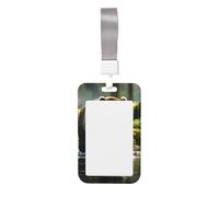 Brown Bear Pounce Card Badge Holder scorrevole con cordino, custodia per carta d'identità stampata