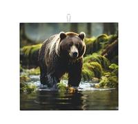 Brown Bear Pounce Prints Piano di lavoro della cucina Tappetino assorbente assorbente e antiscivolo per stoviglie Lavello da cucina
