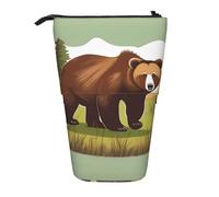 Brown Bear Walking - Astuccio espandibile per matite, in tessuto Oxford multi-design, altezza regolabile, trousse multiuso per cosmetici