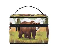 Brown Bear Walking - Borsa cosmetica impermeabile portatile di grande capacità, 23 x 17 x 16 cm, per viaggi, sport all'aria aperta, regalo di nozze, Nero , Taglia unica