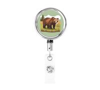 Brown Bear Walking - Porta badge retrattile in metallo resistente, estensibile e regolabile, resistente all'usura