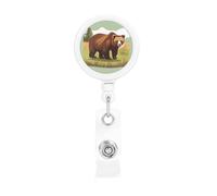 Brown Bear Walking - Porta badge retrattile stampato, bobina identificativa con clip girevole a 360°