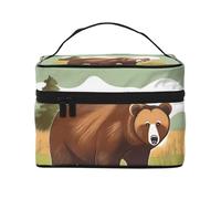 Brown Bear Walking - Trousse per cosmetici da donna, con stampa, grande organizer da viaggio