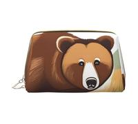 Brown Bear Walking - Trousse portatile per cosmetici, da viaggio, unisex, con chiusura a cerniera, adatta per l'uso quotidiano, bianco, Taglia unica