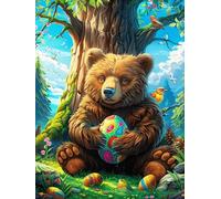 Brown Bear with Easter Eggs Puzzle 300 Pezzi Per Regalo Di Pasqua Cartone Spesso Per Bambini Animals And Plants Attività Educativa Per Tutta La Famiglia Con Confezione Regalo Qualità Garantita 300 PC