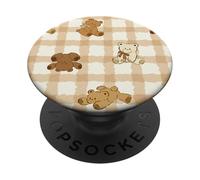 Brown Bears - Nastro con fiocchi su sfondo beige PopSockets PopGrip Adesivo