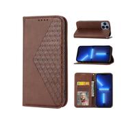 (Brown) Business Style Pu Leather Phone Case Folio For Iphone 12 Pro With Card Holder Lenyard
