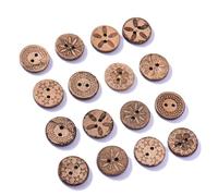 Brown Buttons | 50 PCS Engraving Shell Buttons | 2-Holes Decorative Button Sewing Decorations DIY Arts And Crafts