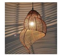Brown Creative Spiral Weave Rattan Decorative Pendant Lamp Tropical Industrial Chandelier Hanging Light with Adjustable Cord for Dining Room Restaurant(Brown,A)