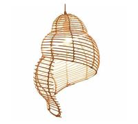 Brown Creative Spiral Weave Rattan Decorative Pendant Lamp Tropical Industrial Chandelier Hanging Light with Adjustable Cord for Dining Room Restaurant(Beige,B)