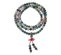 Brown Earth Gemstone Naturale Buddista Mala Preghiera Bead Lunghi Fili Naturali Per La Meditazione Preghiera Yoga Rosario Collana Per Gli Uomini Per Le Donne Impilare Wrap Stretch Bracciale