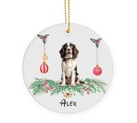 Brown English Springer Spaniel Dog Ornamento Natalizio In Ceramica Con Cordino Ornamenti Per Albero Di Natale 7.3Cm Decorazione Albero Di Natale