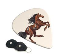 Brown Horse, confezione da 6 plettri per chitarra con supporto, plettri per chitarra personalizzati, antiscivolo, portatili, ukulele, basso, 0,71 mm, per amanti della chitarra acustica, regali