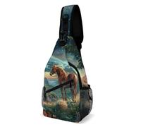 Brown Horse Moonnight Fashion Crossbody Sling Bag Novità Borsa a tracolla Zaino a tracolla per viaggi sport 38 × 20 × 10 cm, Stile:, 38x20cm