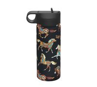 Brown Horse Printing Campeggio Escursionismo Idratazione Mense A Prova Di Perdita Isolato Sottovuoto In Acciaio Inox 18oz