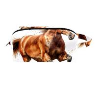 Brown Horse Women Cosmetic Bag Beauty Bag, Portatile Hanging Viaggio Toiletry Bag, Cuoio Make Up Pouch Kids Pencil Case, Multicolore 01, 8.2x3.1x3.5 in/21x8x9 cm