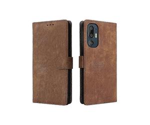 (Brown) HTC U24 Pro 5G Case, Flip Wallet Cover with Card Slots, PU Leather RFID Blocking Magnetic Closure
