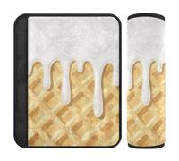 Brown Ice Cream Plaid Checked 2 Pack Car Seat Belt Covers Stop taglio cintura di sicurezza collo per berlina Protector para cinturón de carro