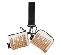 Brown Ice Cream Plaid Checked Portafoglio doppio da donna Custodie per biglietti da visita Mini moda portafoglio da polso portachiavi con tasca portamonete con cerniera per uso quotidiano 2 pezzi per