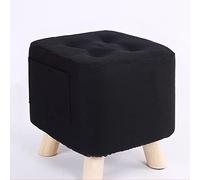 Brown Linen Ottoman Footstool for Living Room and Bedroom Small Square Rest Stool for Shoe Changing 28x28x25cm