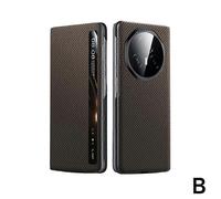 (Brown) Luxury Carbon Fiber Pattern Leather Magsafe Case for Honor Magic V3