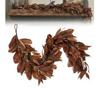 Brown Magnolia Leaf Garland, 6 Ft. Brown Autumn Wreath Decoration, Suitable for Indoor and Outdoor Use