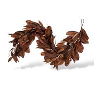 Brown Magnolia Leaf Garland 6FT, Artificial Fall Garland with Pinecones & Berries, Realistic Autumn Leaves for Fireplace Mantel, Table, Porch, Thanksgiving & Christmas Decor (1pcs)
