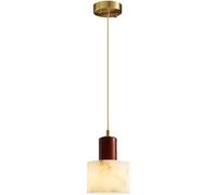 Brown Marble Frosted Glass Alabaster Pendant Light Wood Lighting Fixture Vintage Brass Mid Century Hanging Lamp Farmhouse Chandelier for Dining Room Bedroom Hallway