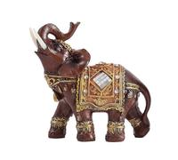 (Brown, Multicolor) Feng Shui Fortune Lucky Elephant Statue Resin Crafts Home Porch Office Desktop Ornament, Size L - Br