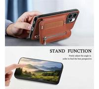 (Brown) Phone Case Compatible For Oppo Reno15 Pro 5G (Global) / 15 5G (China) RFID Card Holder Jeans Cloth Texture Leather Bac