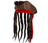 Brown Pirate Hat with Hair Dreadlocks Captain Jack Accessory Headwear Buccaneer