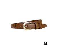 (Brown)Simple and versatile women's jeans small leather belt retro belt
