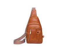 (brown) Small Chest Bag Slings Backpack PU Leather Crossbody Bag Casual Slings Bag Shoulder Backpack Travel Daypacks for Unisex Green