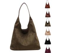 Brown Suede Bag Built-in small SuedePurse - Women's Shoulder Hobo Bags, for Work Everyday (Green)