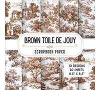 Brown Toile De Jouy Scrapbook Paper: 20 Double-Sided Decorative Craft Paper Sheets with 10 Elegant Designs for Card Making, Collage, Mixed Media, Origami & More | 8.5 x 8.5