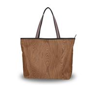 Brown Wood Grain Vintage tessuto di seta con cerniera lavoro tote borse eleganti borse a tracolla per le donne